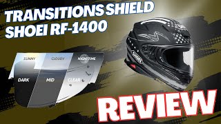 Review Of The Shoei RF1400 With CWRF2 Transitions Shield [upl. by Meakem248]