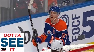 GOTTA SEE IT Connor McDavid Completes A Hat Trick In The Oilers Season Opener At Home [upl. by Wit]