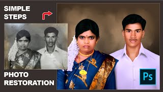 Old Photo Restoration in photoshop  Photoshop Tutorial  Black and white Photo Restoration [upl. by Karyn]