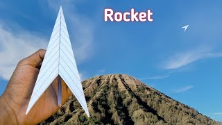 flying paper rocket how to make a paper rocket airplane notebook plane [upl. by Shoshana138]