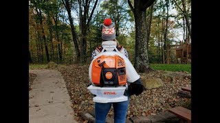 268 THE NEW STIHL BR 800 Blower is a Beast Fall Leaves Beware [upl. by Ahsilav254]