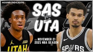 San Antonio Spurs vs Utah Jazz Full Game Highlights  Nov 21  2025 NBA Season [upl. by Bolling]