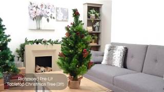 Robert Dyas Richmond PreLit Tabletop Christmas Tree 3ft [upl. by Oloap]