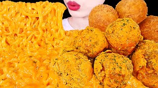 ASMR MUKBANG｜CHEESY CARBO FIRE NOODLES CHICKEN CHEESE BALL 까르보 불닭볶음면 뿌링클 치킨 치즈볼 EATING SOUNDS 먹방 [upl. by Tegan578]