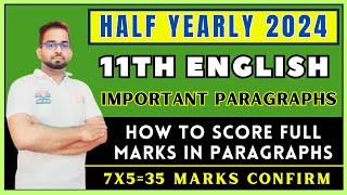 11th English Half Yearly Important Paragraphs 2024  How To Score Full Marks in Paragraphs 2024 [upl. by Consalve]