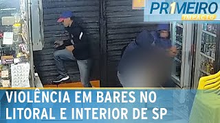 Criminosos invadem bar em Santos SP e agridem donos  Primeiro Impacto 211124 [upl. by Telocin]