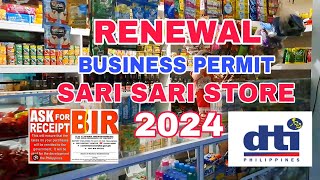 PAANO MAGRENEW ANG BUSINESS PERMIT SA SARI SARI STORE 2024 [upl. by Aietal]