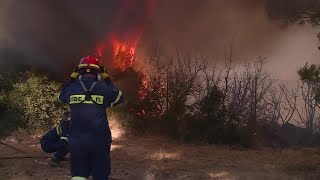 Smoke looms over Athens as firefighters battle wildfires  REUTERS [upl. by Retsub]