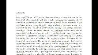 Knowledge Graph Based IoTs Entity Discovery Middleware for Nonsmart Sensor [upl. by Creighton384]