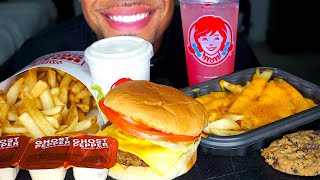 ASMR WENDYS MUKBANG EATING SHOW CHEESEBURGER CHEESE FRIES GHOST PEPPER RANCH SAUCE JERRY [upl. by Gillian257]