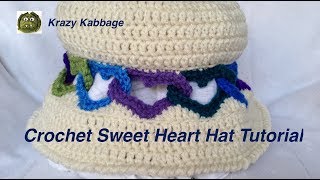 Crochet Interlocked Hearts Hat Tutorial [upl. by Joashus]