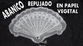 COMO HACER UN ABANICO EN PAPEL VEGETAL  FAN EMBOSSED GREASEPROOF [upl. by Avevoneg]