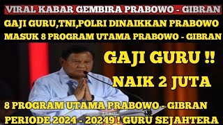 MAKASI PAK PRABOWO  GAJI GURUTNIPOLRI NAIK MASUK 8 PROGRAM TERBAIK CEPAT PRIORITAS 5 THN KEDEPAN [upl. by Vada]