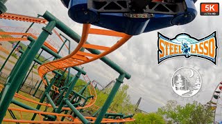 Steel Lasso Front Seat On Ride POV 5K 60FPS  Vekoma Suspended Coaster  Frontier City Oklahoma City [upl. by Notse654]