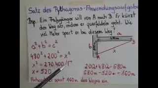 Satz des Pythagoras  Beispielaufgabe [upl. by Felipa]