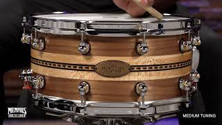 Pearl 14x65 Music City Custom One Of A Kind Solid Walnut Snare wSycamore Inlay MCCW1465SC650023 [upl. by Netsirc]