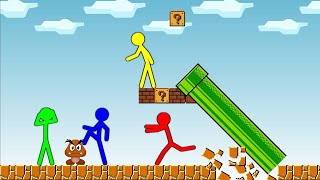 Watergirl and Fireboy Yellow and Green Stickman Animation  Mario World [upl. by Trammel652]