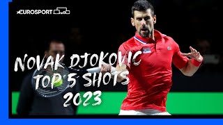 Novak Djokovics Top 5 Shots Of 2023 🎾 🤩 [upl. by Atiken]