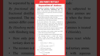 Separation of primary secondary and tertiary amine and quaternary ammonium salt JEE  NEETBitsat [upl. by Anayi]