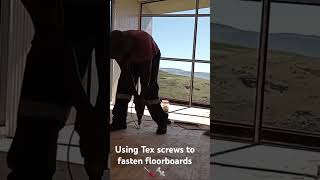 How to fasten floorboards onto a steel chassis 🪛🔩youtuber diy shorts flooring [upl. by Ahcsas171]