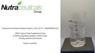 Chromium Picolinate Nutrition Grade 12 Cr Solubility in Water Test [upl. by Enyledam]