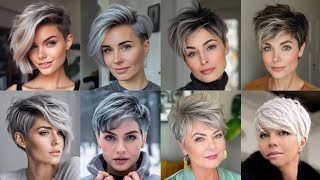 Best Short Garay 🩶 Hairstyles amp Haircuts Ideas For Women Over 40 50 60  Classic Pixie Spiky Haircut [upl. by Prestige]