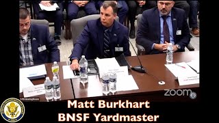 MUST SEE  Testimony from Matt Burkhart BNSF Yardmaster  STB Freight Railroad Hearing [upl. by Annavaig]