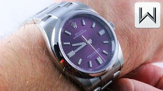 Rolex Oyster Perpetual RED GRAPE 36mm 116000 Luxury Watch Review [upl. by Mab]