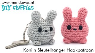 Konijn sleutelhanger Amigurumi knuffel haken voor beginners  Nederlands [upl. by Adao]