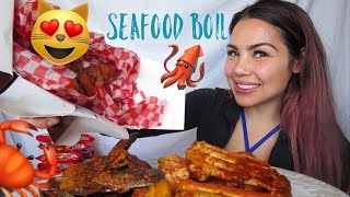 MUKBANG 🦀 CAPTAINS SEAFOOD BOIL 먹방 Crunchy Calamari 13k Giveaway  Eat with Me [upl. by Adekahs]