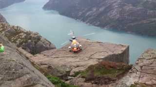 SAR helo lands on famous Pulpit Rock in Norway [upl. by Vashtia24]