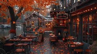 Cozy Fall Coffee Shop Ambience amp Riverside Smooth Jazz Music 🍂 Jazz Relaxing Music for Studying [upl. by Anib]