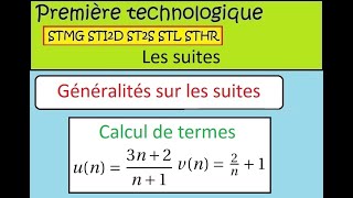 Les suites  Les premiers pas  exercice 1ère Techno  STMGSTI2D Calcul de termes 2 [upl. by Aneerhs]