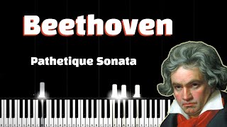 Beethoven  Pathetique Sonata 2nd Movement  Easy Piano Tutorial Slow [upl. by Naarah275]