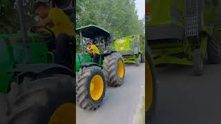 Harvester vs John Deere tochan kingnishu farming tractorstunt nishudeswal viralshort 2024 [upl. by Rochella]