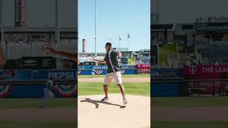 Antron Brown throws out the first pitch at Kansas City Royals game [upl. by Nicolina]