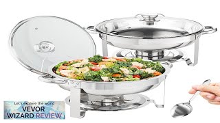 VEVOR 2Pack Round Chafing Dish Set with FullSize 4Qt Pan Glass Lid Review [upl. by Flanna]