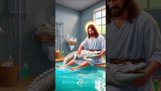 Jesus Christ✝️ Saved life the crocodile🐊 ai crocodile animals jesus shorts [upl. by Rexer]