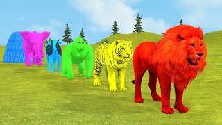 Long Slide Game With Elephant Gorilla Buffalo Hippopotamus Tiger  3d Animal Game  Funny 3d Animals [upl. by Symer900]