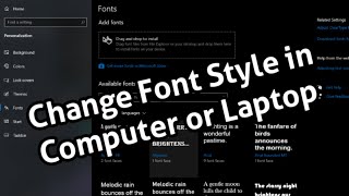 How To Change Font Style in Computer  How to change the default Windows 10 system font  2021 [upl. by Ahsikel]