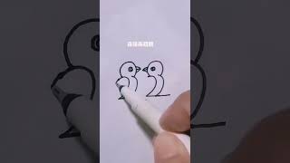 Use the number four 2 to draw two birdsLearn to draw together youtubeshorts shorts drawing art [upl. by Darn434]