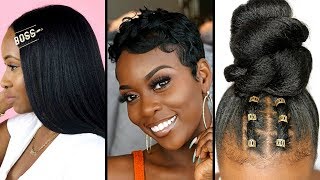 Straight Hair Hairstyles For Black Women  WOCH [upl. by Sulihpoeht]