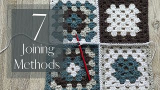 7 Methods For Joining Granny Squares Tutorial Attaching More Granny Squares Crossing over Joins [upl. by Jandy]