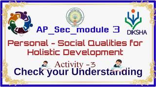 NISHTHA QUIZ ANSWERS  MODULE 3ACTIVITY 3CHECK YOUR UNDERSTANDINGSPERSONAL SOCIAL QUALITIES EM [upl. by Kozloski]