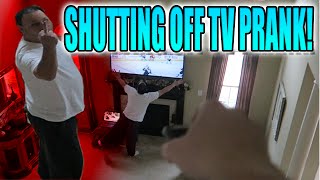 SHUTTING OFF TV PRANK ON DAD HILARIOUS [upl. by Maddocks210]