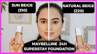 Maybelline 24h Superstay Foundation  Sun Beige vs Natural Beige  Waysheblushes [upl. by Donnamarie725]