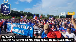 15000 FRENCH FANS CORTEGE IN DUSSELDORF  Austria vs France 1862024 [upl. by Asirret]