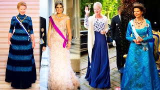 Queen Silvia Queen Maxima Queen Margreth Queen Mathilde and More Royal Heavy Crown Ladiesviralvideo [upl. by Llib]