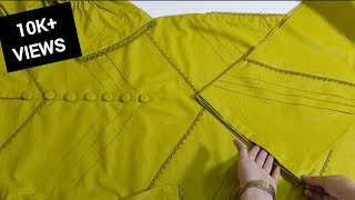 How to Make Design Dress from Simple Fabric  Trendy Plain Fabric Kurti with Lace Cutting amp Stitch [upl. by Ramsden861]