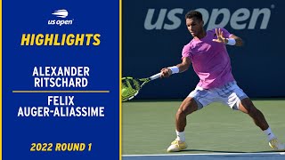 Alexander Ritschard vs Felix AugerAliassime Highlights  2022 US Open Round 1 [upl. by Ecile]